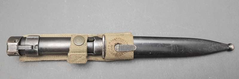 **Border War : 1960s SADF FN FAL Type C Bayonet w/ Steel Scabbard & Frog.**
