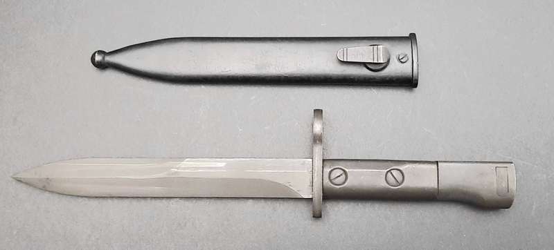 **Border War : 1960s SADF Type I Uzi Bayonet w/ Steel Scabbard**