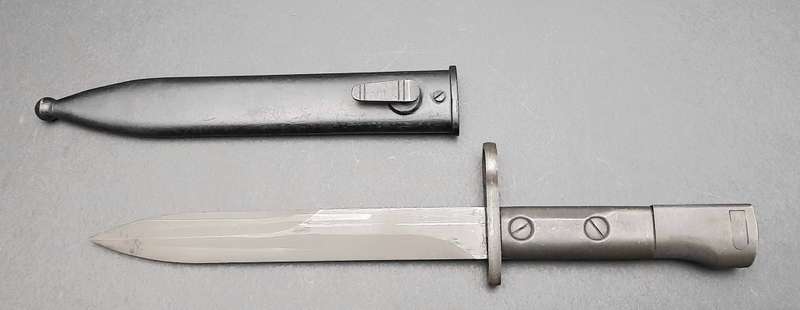 **Border War : 1960s SADF Type I Uzi Bayonet w/ Steel Scabbard**