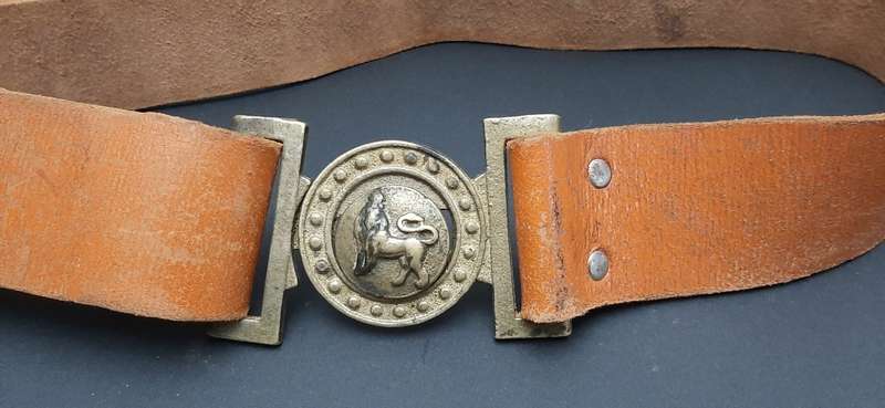 **WW2 / 1950s:  British Army Home Service Belt w/ Brass Buckle. **