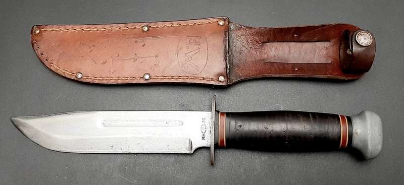 **RARE: WW2 US Army PAL Rh36 Type I Fighting Knife w/ Scabbard (30cm).**