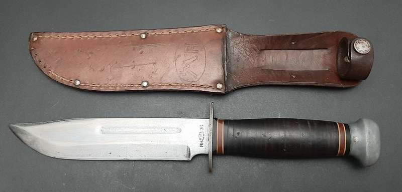 **RARE: WW2 US Army PAL Rh36 Type I Fighting Knife w/ Scabbard (30cm).**