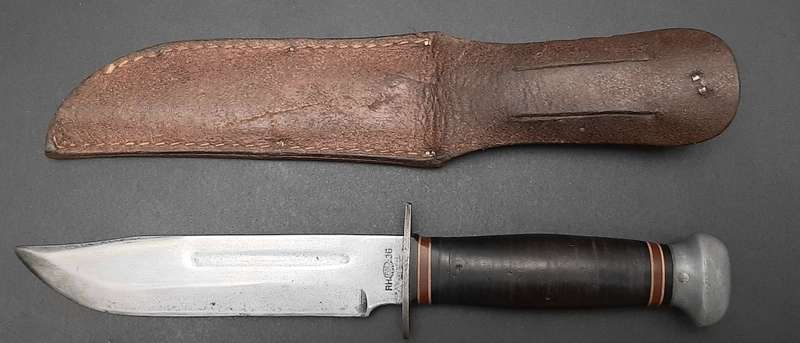 **RARE: WW2 US Army PAL Rh36 Type I Fighting Knife w/ Scabbard (30cm).**