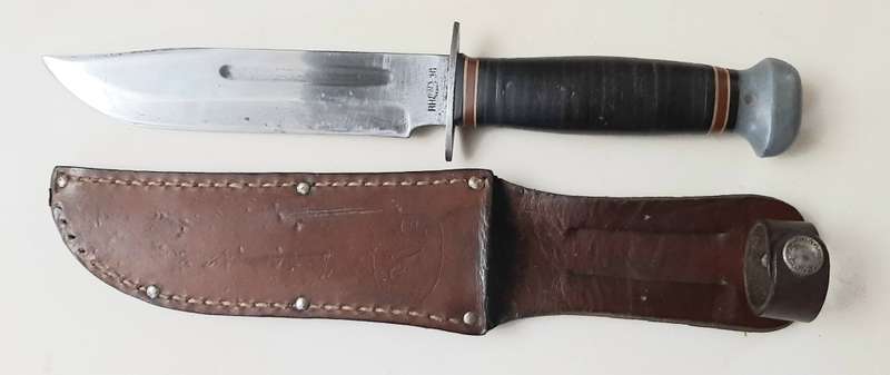 **RARE: WW2 US Army PAL Rh36 Type I Fighting Knife w/ Scabbard (30cm).**