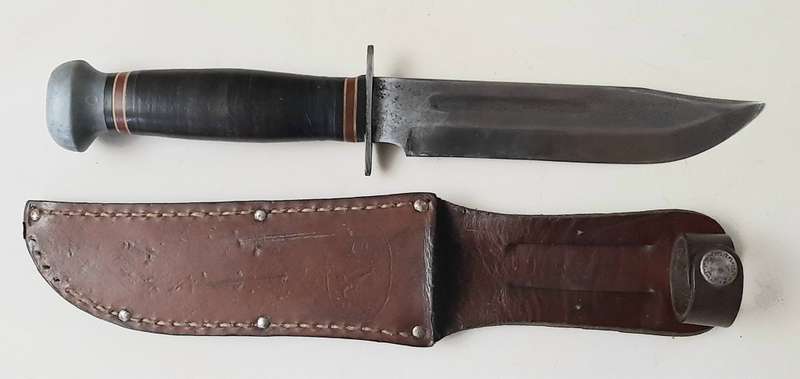 **RARE: WW2 US Army PAL Rh36 Type I Fighting Knife w/ Scabbard (30cm).**