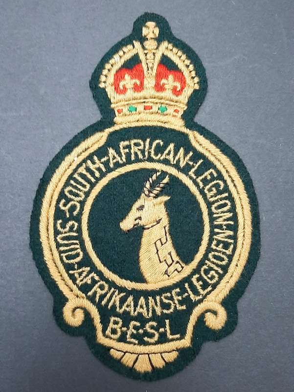 **WW1 / 2 : South African Legion Embroidered Blazer Badge (13cm x 7cm).**