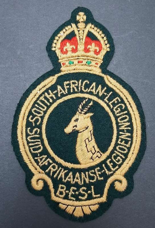 **WW1 / 2 : South African Legion Embroidered Blazer Badge (13cm x 7cm).**