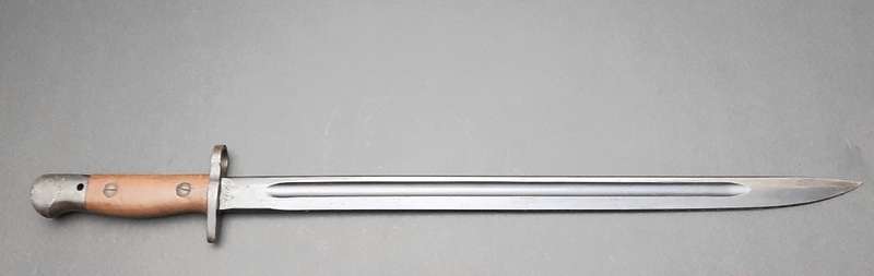 WW2 UDF 1907 Patt. Mangrovite Bayonet with Matching Scabbard (Inscribed)