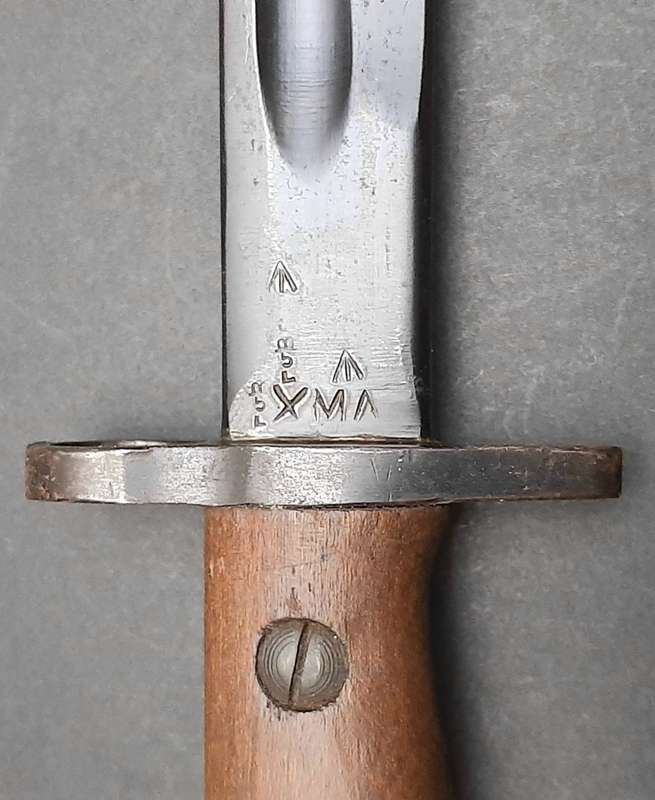 WW2 UDF 1907 Patt. Mangrovite Bayonet with Matching Scabbard (Inscribed)