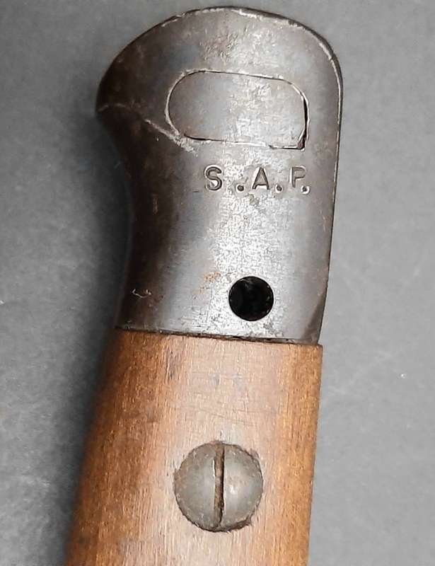 WW2 UDF 1907 Patt. Mangrovite Bayonet with Matching Scabbard (Inscribed)