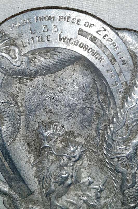 **RARE: WW1 German L33 Zeppelin Salvage Ashtrays x2 (Inscribed).**