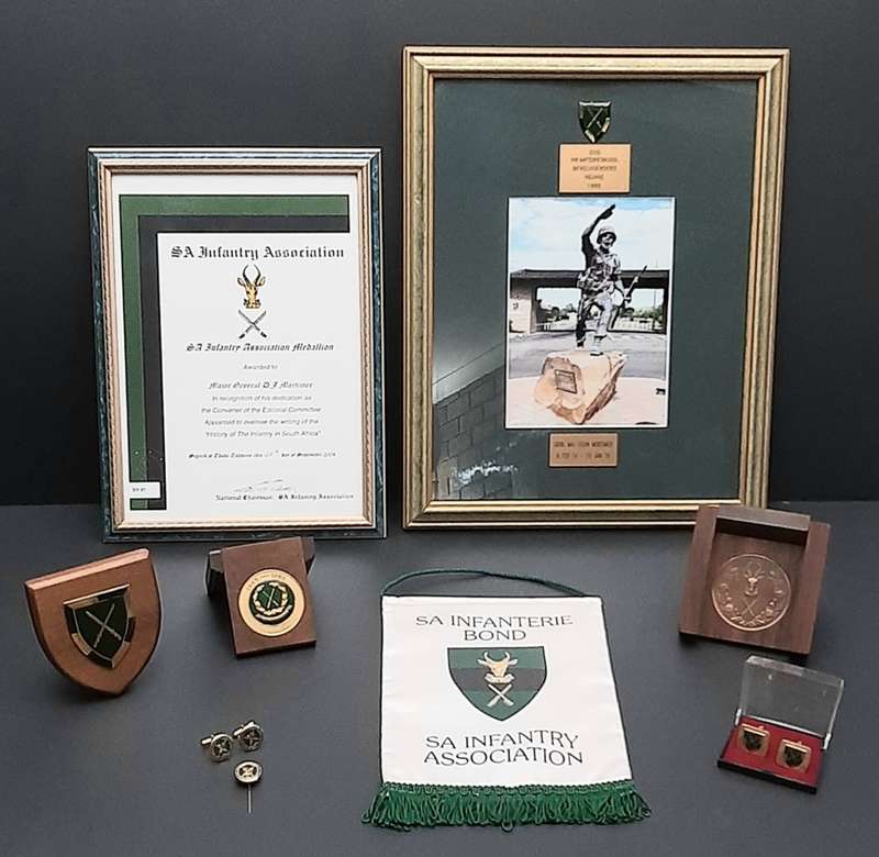 **RARE: 1980s SADF Maj-General D.J. Mortimer SA Infantry School/ Association Award Lot x 9 Pcs.**