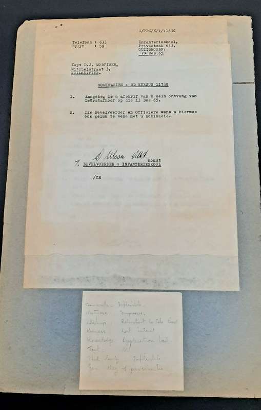 **RARE: Border War 1960s SADF - Maj. General D.J. Mortimer U.S. Officer Exchange Memorabilia (6 Pcs)