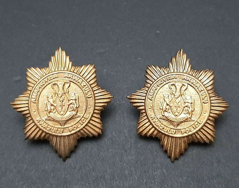 **Border War : 1980s KwaZulu Police Collar Badges(Pins intact).**