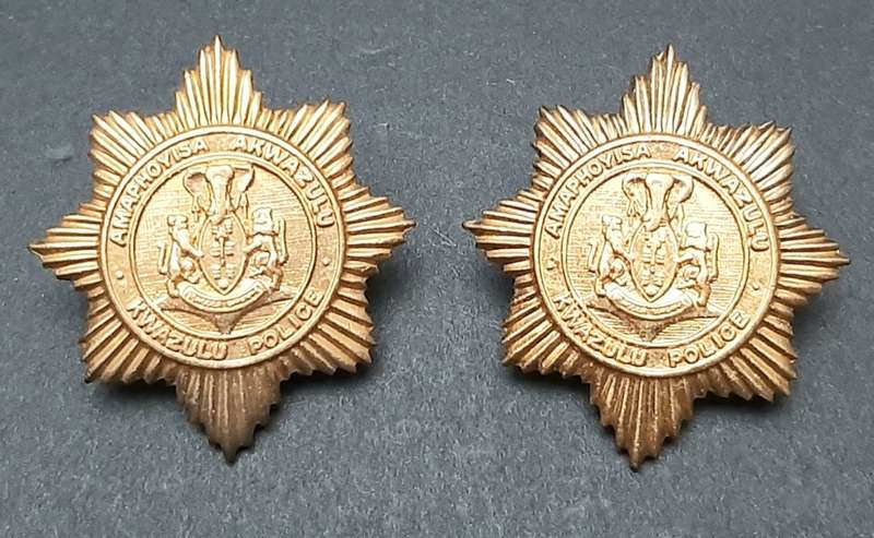 **Border War : 1980s KwaZulu Police Collar Badges(Pins intact).**