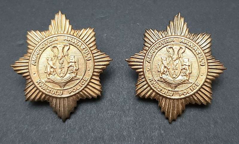 **Border War : 1980s KwaZulu Police Collar Badges(Pins intact).**