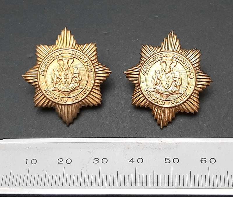 **Border War : 1980s KwaZulu Police Collar Badges(Pins intact).**