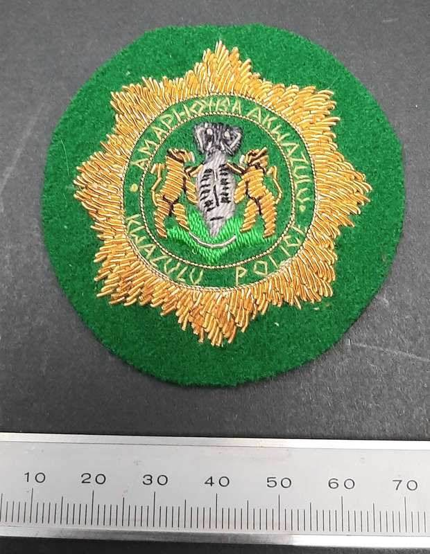 **Border War : 1980s KwaZulu Police Senior Officer`s Bullion Cap Badge.**