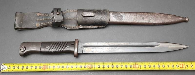 WW2 German K98 Bayonet with Scabbard and Leather Frog (Clemen & Jung) Matching Serials