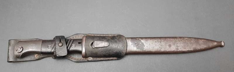 WW2 German K98 Bayonet with Scabbard and Leather Frog (Clemen & Jung) Matching Serials