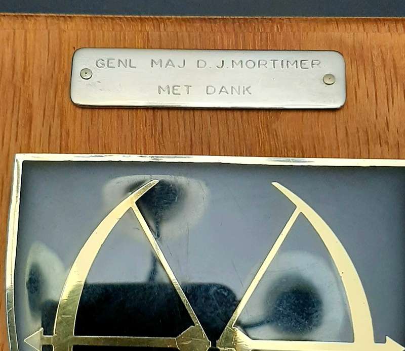 Border War 1980s Maj-General D.J. Mortimer 31 Battalion Plaque & Nutria `Bonnie`