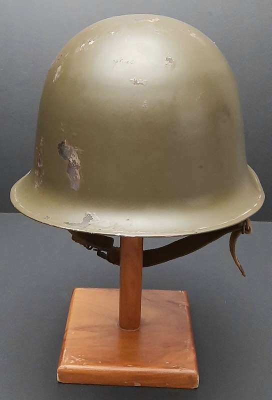 **Border War: SADF 1960s Camouflage Green Steel Helmet w/ Liner & Strap (1964).**