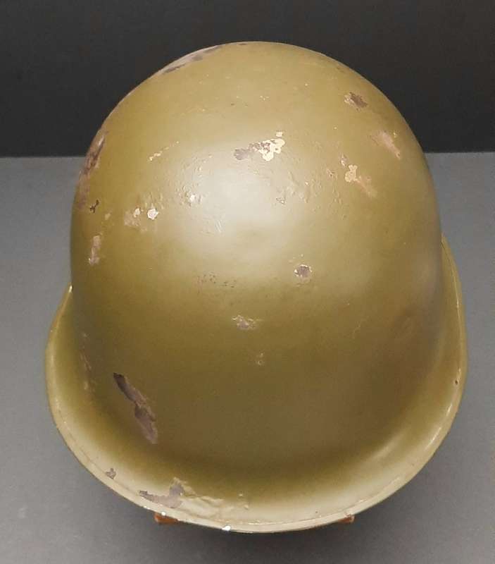 **Border War: SADF 1960s Camouflage Green Steel Helmet w/ Liner & Strap (1964).**