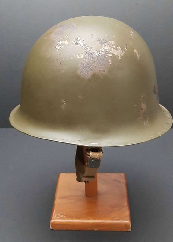 **Border War: SADF 1960s Camouflage Green Steel Helmet w/ Liner & Strap (1964).**