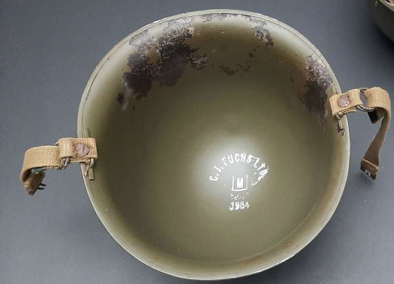 **Border War: SADF 1960s Camouflage Green Steel Helmet w/ Liner & Strap (1964).**