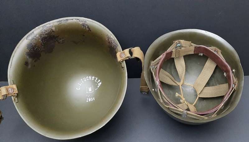 **Border War: SADF 1960s Camouflage Green Steel Helmet w/ Liner & Strap (1964).**