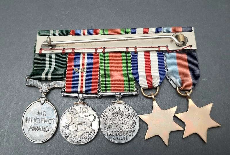 **RARE: WW2 Miniature Campaign Medals w/ Air Efficiency Award Court Mounted (Dispatches).**