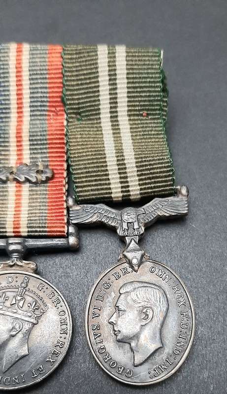 **RARE: WW2 Miniature Campaign Medals w/ Air Efficiency Award Court Mounted (Dispatches).**