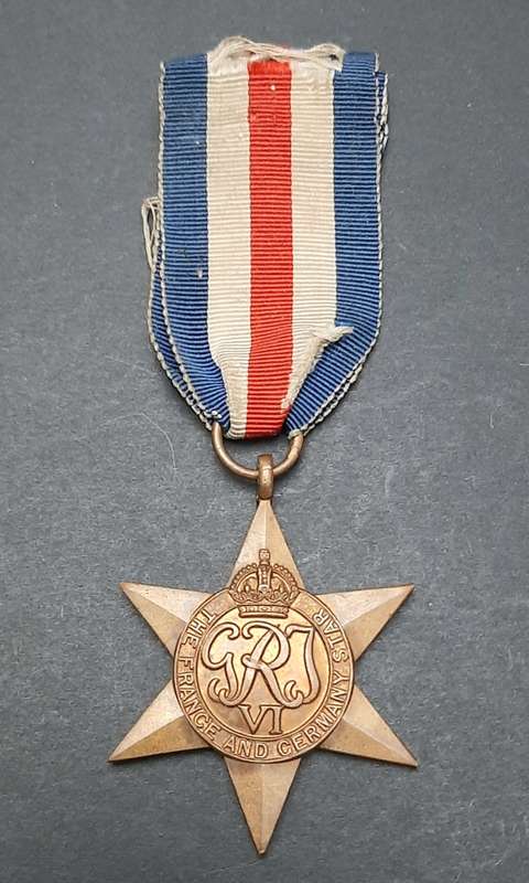 **RARE: WW2 France & Germany Campaign Star Medal w/ Ribbon #2 (British Issue).**