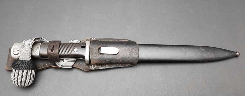 Rare WW2 German Verfügungstruppe K98 Bayonet with Troddle & Leather Frog