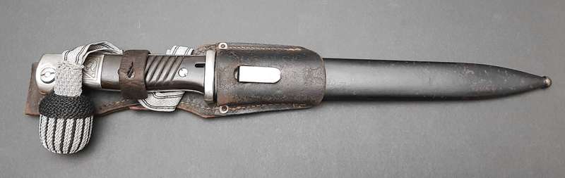 Rare WW2 German Verfügungstruppe K98 Bayonet with Troddle & Leather Frog
