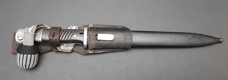 Rare WW2 German Verfügungstruppe K98 Bayonet with Troddle & Leather Frog