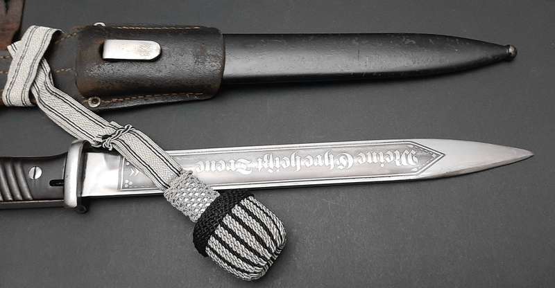 Rare WW2 German Verfügungstruppe K98 Bayonet with Troddle & Leather Frog