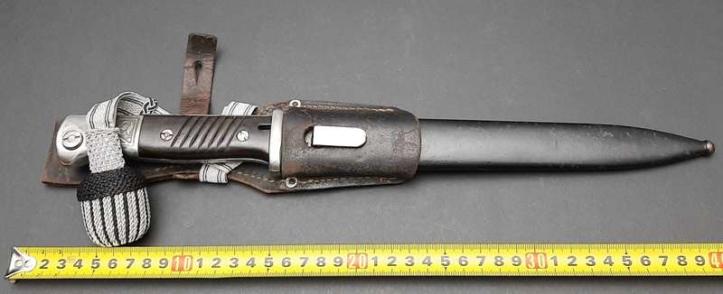 Rare WW2 German Verfügungstruppe K98 Bayonet with Troddle & Leather Frog