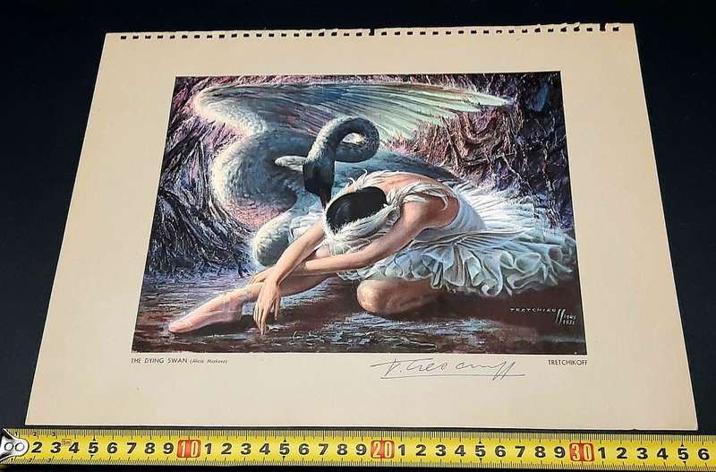 **RARE: Hand-Signed Vladimir Tretchikoff `The Dying Swan` Lithographic Print (36cm x27cm).**