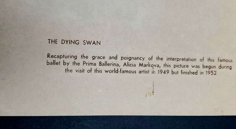 **RARE: Hand-Signed Vladimir Tretchikoff `The Dying Swan` Lithographic Print (36cm x27cm).**