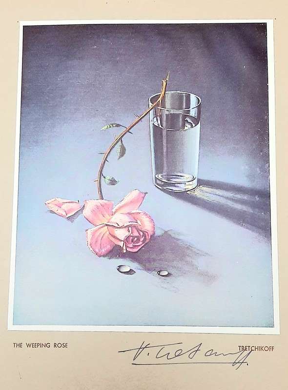 **RARE: Hand-Signed Vladimir Tretchikoff `The Weeping Rose`  Lithographic Print (36cm x27cm).**