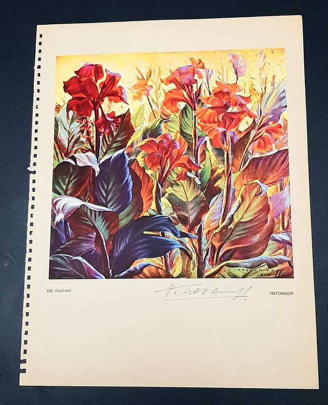 **RARE: Hand-Signed Vladimir Tretchikoff `Red Cannas`   Lithographic Print (36cm x27cm).**