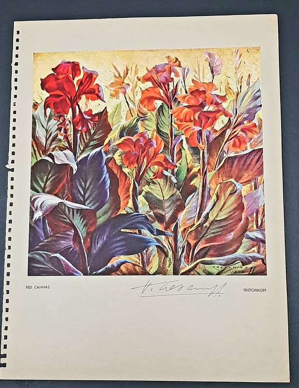 **RARE: Hand-Signed Vladimir Tretchikoff `Red Cannas`   Lithographic Print (36cm x27cm).**
