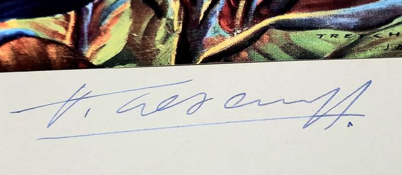 **RARE: Hand-Signed Vladimir Tretchikoff `Red Cannas`   Lithographic Print (36cm x27cm).**