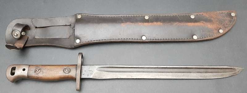 **Rhodesian Bush War: 1970s BSAP Converted 1907 `Bush Knife` w/ Scabbard (45cm).**