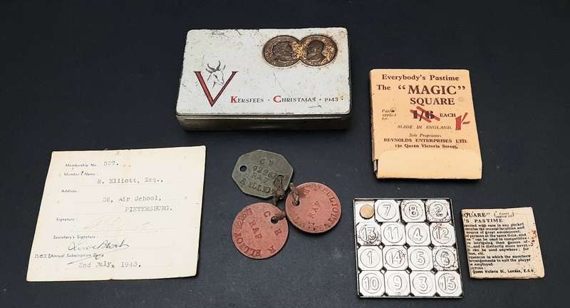 **WW2 : 1943 RAF / SAAF ID Tags & Flight School Memorabilia Lot (x 8 Pcs).**