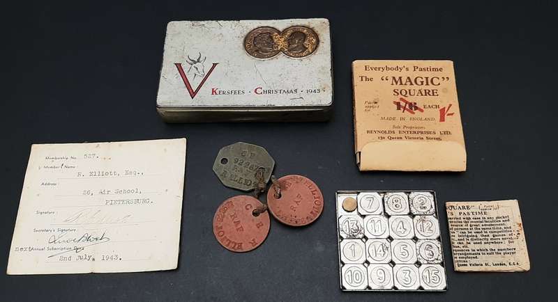 **WW2 : 1943 RAF / SAAF ID Tags & Flight School Memorabilia Lot (x 8 Pcs).**