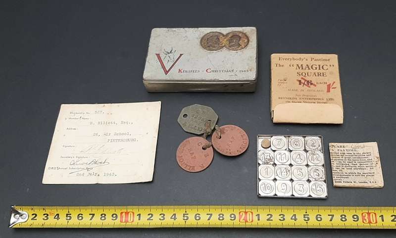 **WW2 : 1943 RAF / SAAF ID Tags & Flight School Memorabilia Lot (x 8 Pcs).**