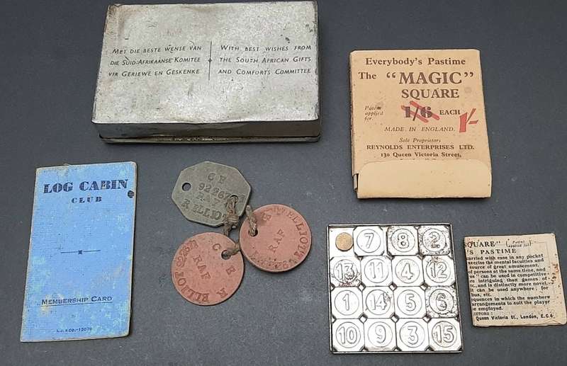 **WW2 : 1943 RAF / SAAF ID Tags & Flight School Memorabilia Lot (x 8 Pcs).**