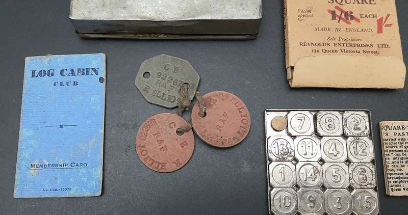 **WW2 : 1943 RAF / SAAF ID Tags & Flight School Memorabilia Lot (x 8 Pcs).**